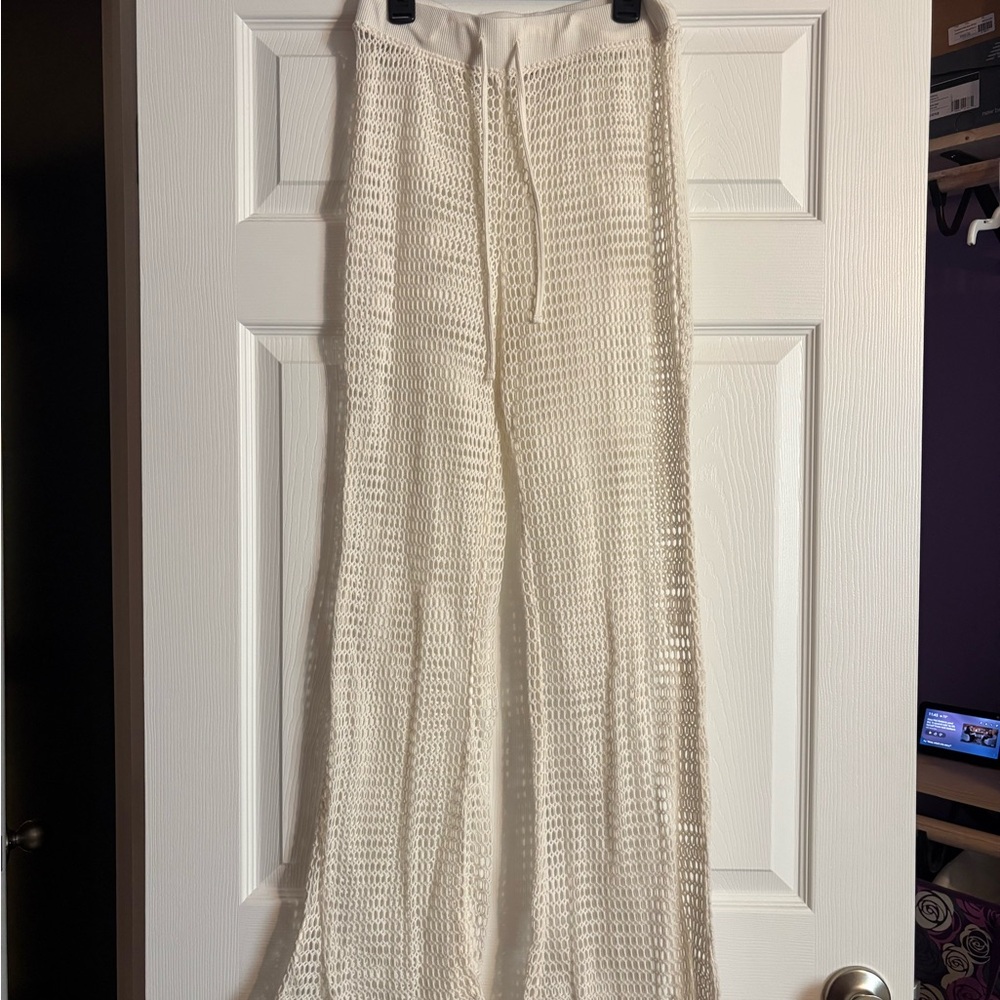 Elegant Cream Crochet Pants
